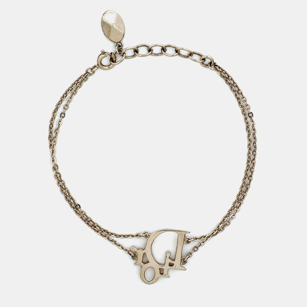 DIOR Pink Crystal Oblique Charm Double Chain Bracelet - Picture 3 of 8